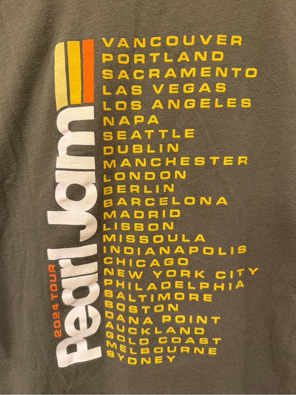 🎫 Pearl Jam 2024 Tour Authentic Concert Merch T-Shirt, XL Olive Green 🎫 - Picture 4 of 4